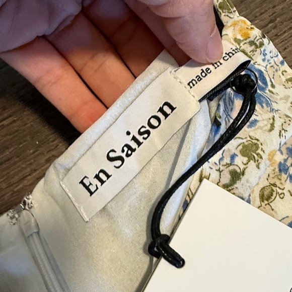 NWT En Saison Floral Midi Slip Dress Med Ruching Feminine Romantic Cottagecore - Picture 5 of 8